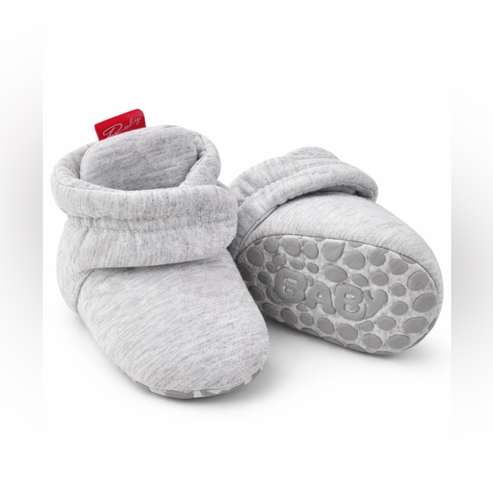 Baby | Soft Sole Booties | Gray | Non-Slip Bottom | 3-6